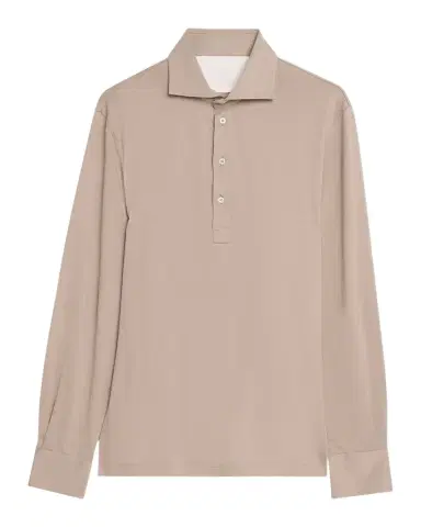 Brunello Cucinelli Men's Cotton Jersey Long-Sleeve Polo Shirt | Thumbnail 1 Brunello Cucinelli Men's Cotton Jersey Long-Sleeve Polo Shirt | Thumbnail 1