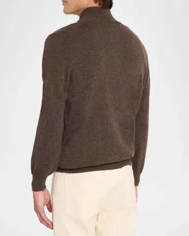 Brunello Cucinelli Men's Cashmere Quarter-Zip Sweater | Thumbnail 3