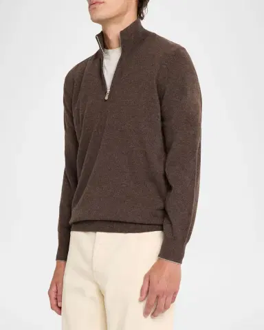 Brunello Cucinelli Men's Cashmere Quarter-Zip Sweater | Thumbnail 4