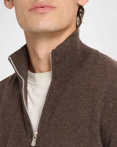 Brunello Cucinelli Men's Cashmere Quarter-Zip Sweater | Thumbnail 5