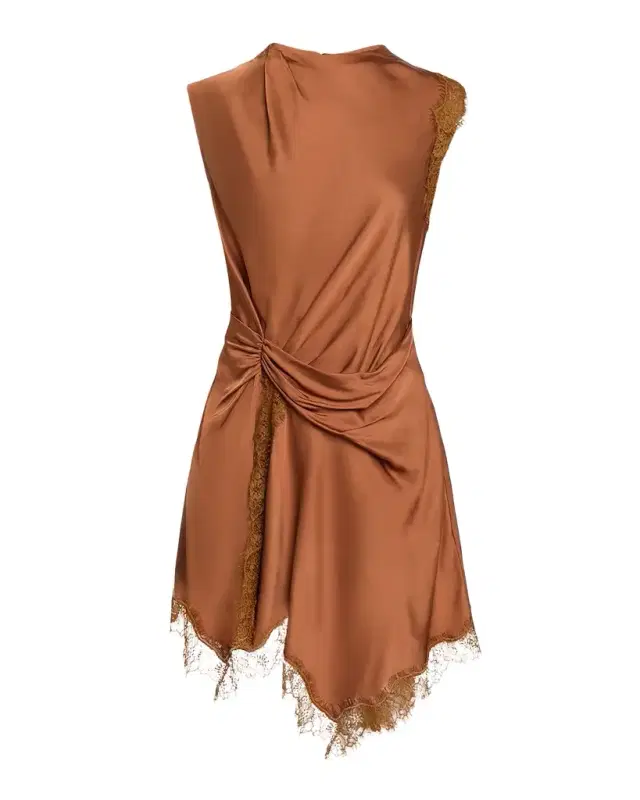A.L.C. Dion Draped Satin Lace Mini Dress