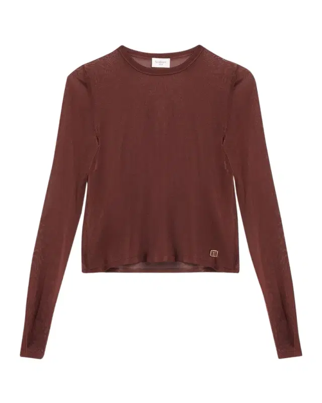 Saint Laurent Cassandre Sheer Knit Long-Sleeve Top