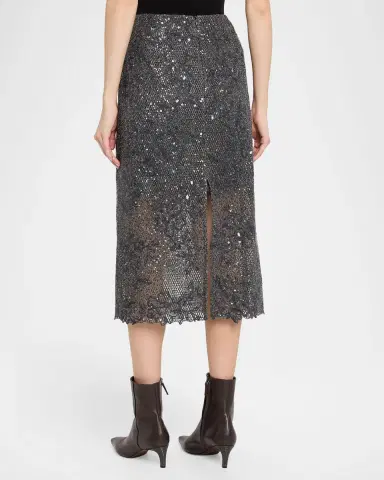 Brunello Cucinelli Lace Glow Embroidered Midi Skirt | Thumbnail 3 Brunello Cucinelli Lace Glow Embroidered Midi Skirt | Thumbnail 3