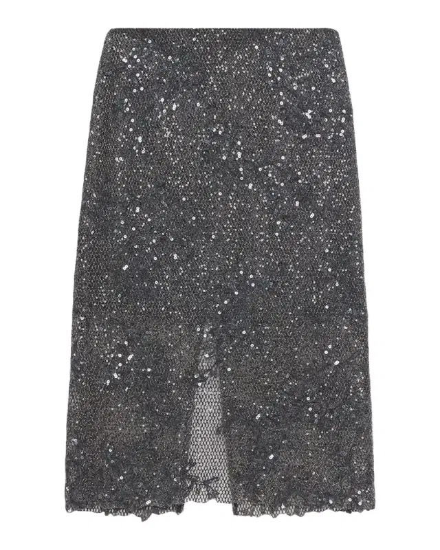 Lace Glow Embroidered Midi Skirt