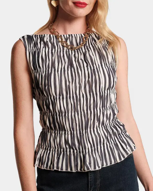 Frances Valentine Jane Striped Smocked Top