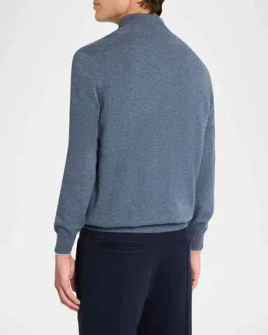 Brunello Cucinelli Men's Cashmere Quarter-Zip Sweater | Thumbnail 3 Brunello Cucinelli Men's Cashmere Quarter-Zip Sweater | Thumbnail 3