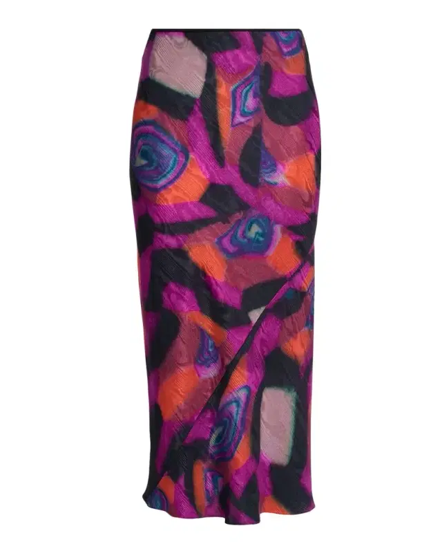 Dries Van Noten Marbled Clay Printed Twill Midi Skirt