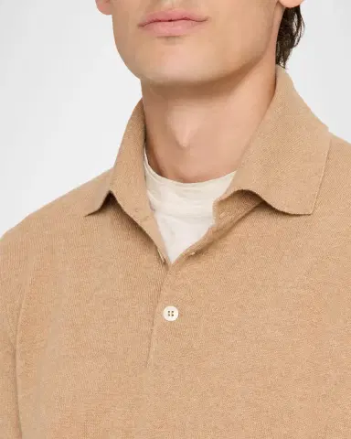 Brunello Cucinelli Men's Cashmere Knit Long-Sleeve Polo Shirt | Thumbnail 5 Brunello Cucinelli Men's Cashmere Knit Long-Sleeve Polo Shirt | Thumbnail 5