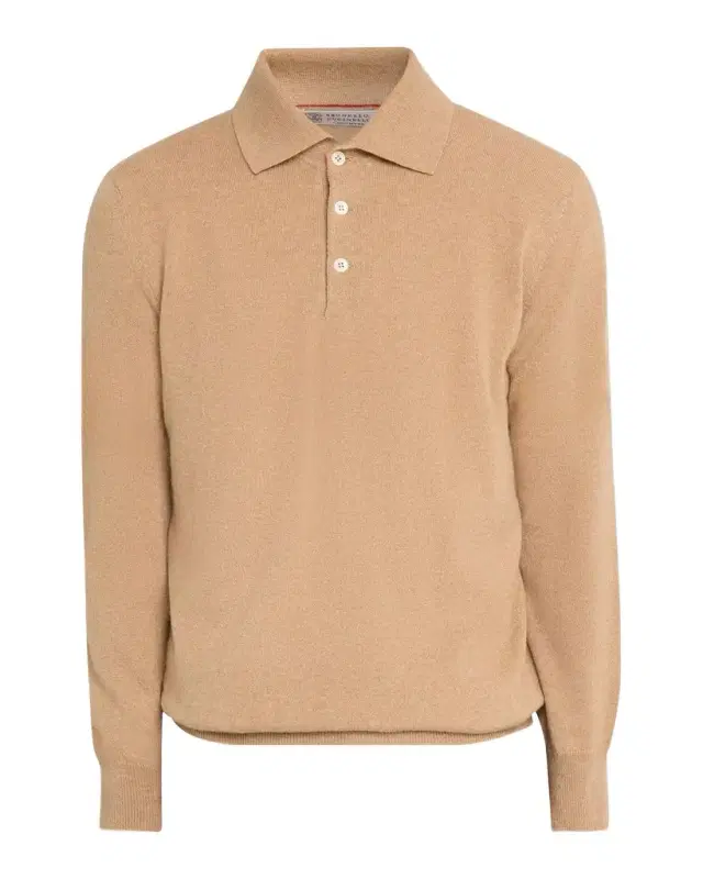 Brunello Cucinelli Men 's Cashmere Knit Long-Sleeve Polo Shirt