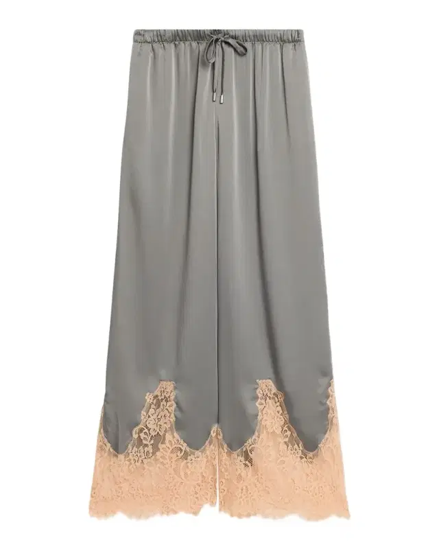 Mirel Lace-Trim Satin Pants