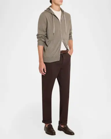 Brunello Cucinelli Men's Cashmere Knit Full-Zip Hoodie | Thumbnail 2 Brunello Cucinelli Men's Cashmere Knit Full-Zip Hoodie | Thumbnail 2
