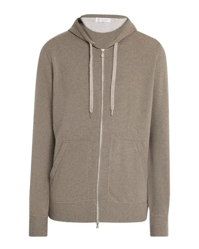 Brunello Cucinelli Men 's Cashmere Knit Full-Zip Hoodie
