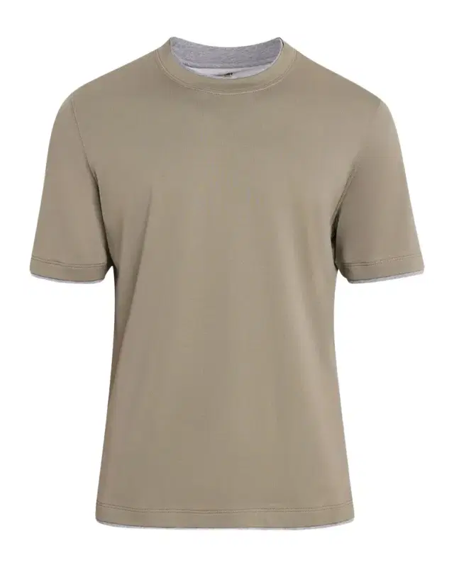 Brunello Cucinelli Men 's Cotton Crewneck Tipped T-Shirt