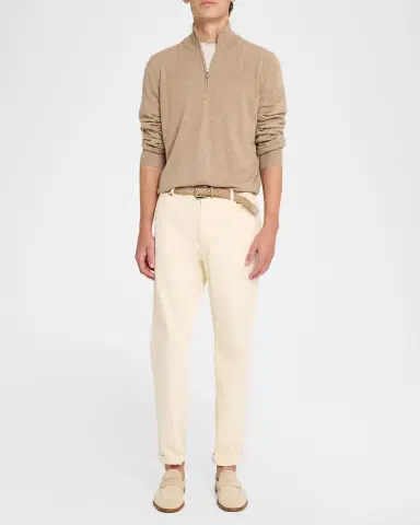Brunello Cucinelli Men's Cashmere Quarter-Zip Sweater | Thumbnail 2