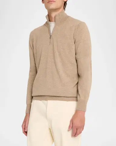 Brunello Cucinelli Men's Cashmere Quarter-Zip Sweater | Thumbnail 4