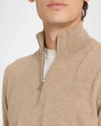 Brunello Cucinelli Men's Cashmere Quarter-Zip Sweater | Thumbnail 5