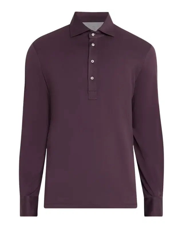 Brunello Cucinelli Men 's Cotton Jersey Long-Sleeve Polo Shirt