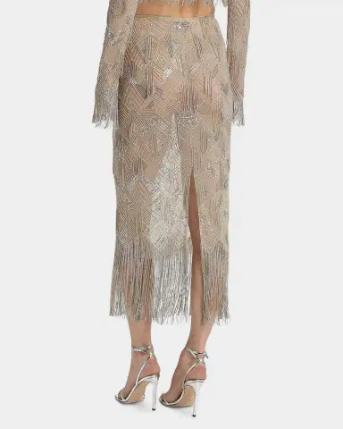 Lapointe Geometric Fringe-Trim Midi Skirt | Thumbnail 3 Lapointe Geometric Fringe-Trim Midi Skirt | Thumbnail 3