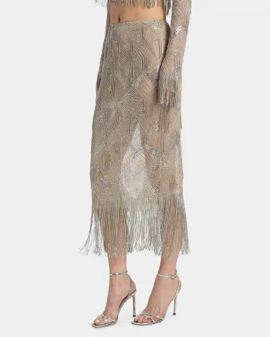 Lapointe Geometric Fringe-Trim Midi Skirt | Thumbnail 7 Lapointe Geometric Fringe-Trim Midi Skirt | Thumbnail 7