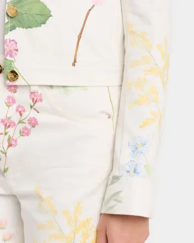 Oscar de la Renta Faded Mixed Botanical Print Cotton Single-Breasted Jacket | Thumbnail 5 Oscar de la Renta Faded Mixed Botanical Print Cotton Single-Breasted Jacket | Thumbnail 5