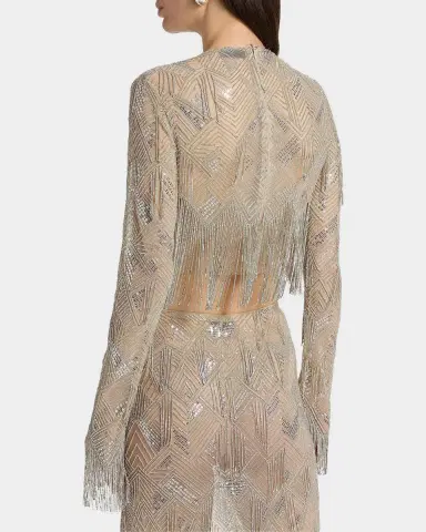 Lapointe Geometric Crystal Fringe Crop Top | Thumbnail 3 Lapointe Geometric Crystal Fringe Crop Top | Thumbnail 3