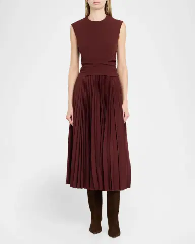 Tanya Taylor Carly Sleeveless Pleated Midi Dress | Thumbnail 2