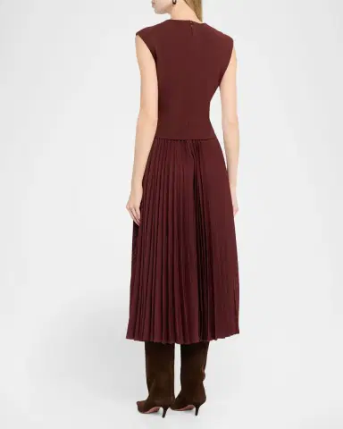 Tanya Taylor Carly Sleeveless Pleated Midi Dress | Thumbnail 3
