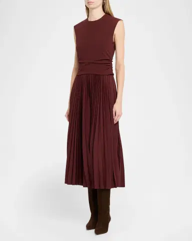 Tanya Taylor Carly Sleeveless Pleated Midi Dress | Thumbnail 4