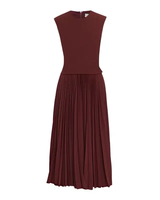 Tanya Taylor Carly Sleeveless Pleated Midi Dress