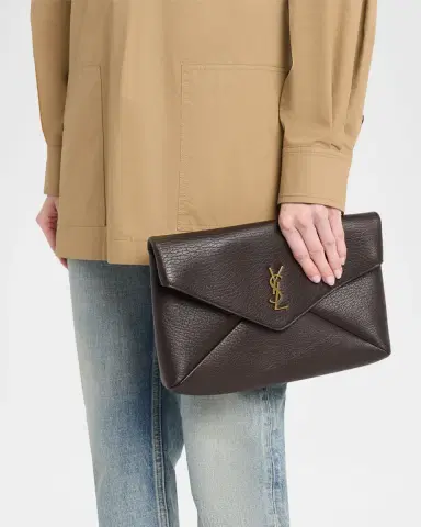 Saint Laurent Cassandre Large Leather Envelope Clutch | Thumbnail 2