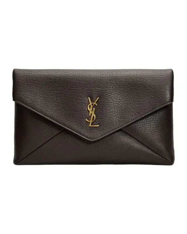 Saint Laurent Cassandre Large Leather Envelope Clutch