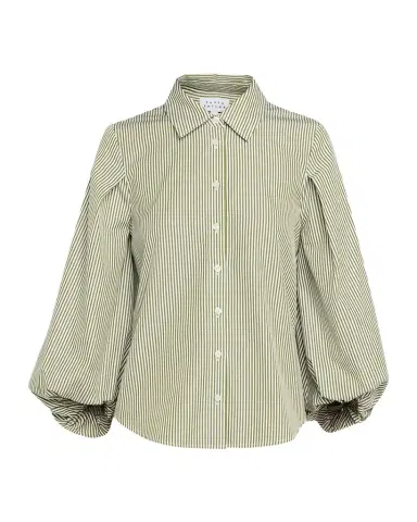 TANYA TAYLOR Marina Stripe Blouson-Sleeve Shirt | Thumbnail 1 TANYA TAYLOR Marina Stripe Blouson-Sleeve Shirt | Thumbnail 1
