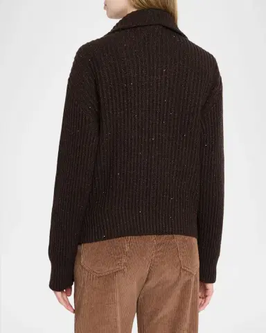 Brunello Cucinelli Shimmering Cashmere-Wool Rib Zip Cardigan | Thumbnail 3 Brunello Cucinelli Shimmering Cashmere-Wool Rib Zip Cardigan | Thumbnail 3