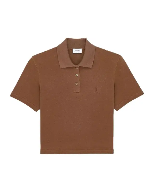 Saint Laurent Cassandre Cotton Cropped Polo Shirt
