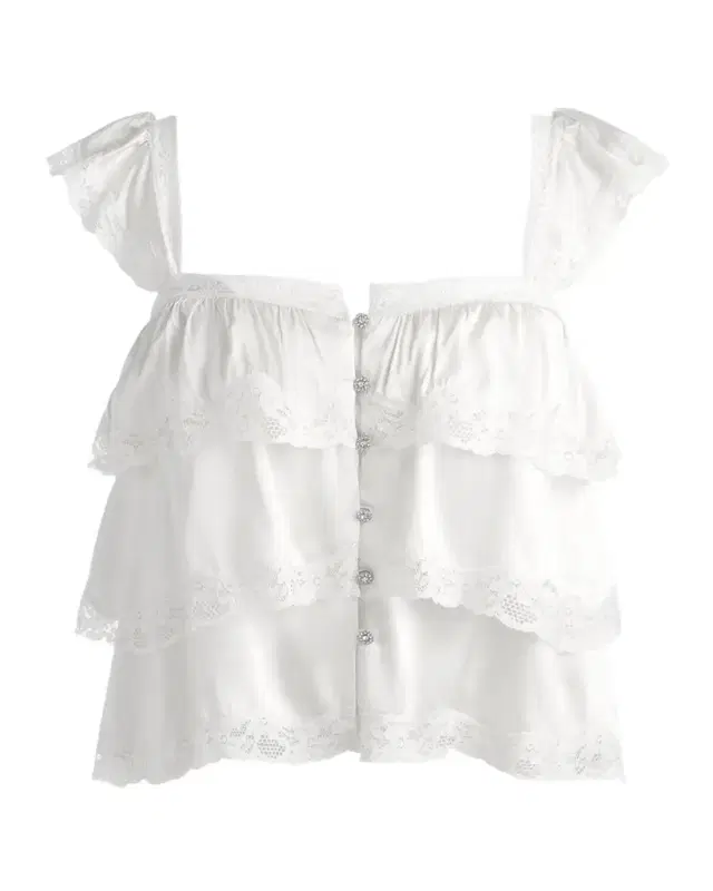 ALICE + OLIVIA Sylvie Tiered Lace Crop Top