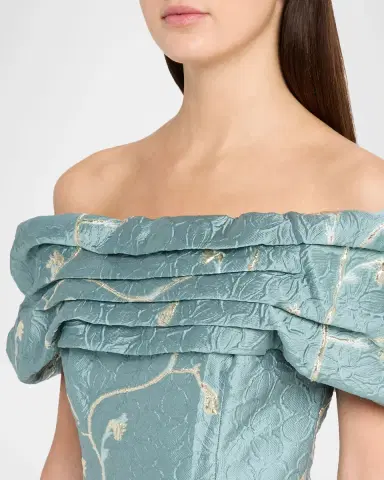 Rickie Freeman for Teri Jon Off-Shoulder Metallic Jacquard Gown | Thumbnail 5 Rickie Freeman for Teri Jon Off-Shoulder Metallic Jacquard Gown | Thumbnail 5