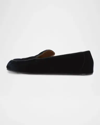 TOM FORD Boutique Men's Leo Leather-Trim Velvet Smoking Slippers | Thumbnail 4