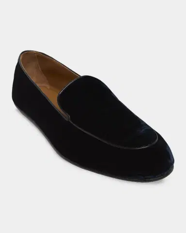 TOM FORD Boutique Men's Leo Leather-Trim Velvet Smoking Slippers | Thumbnail 5