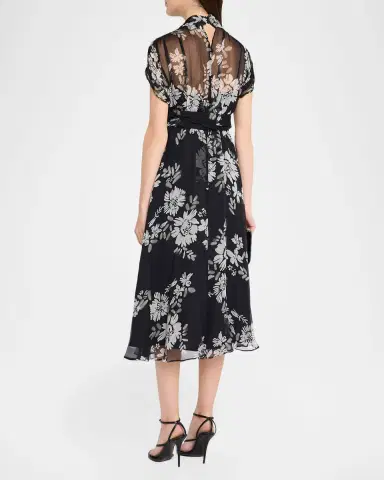 Rickie Freeman for Teri Jon Floral-Print Silk Chiffon Midi Dress | Thumbnail 3