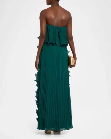 Badgley Mischka Strapless Pleated Ruffle Gown | Thumbnail 3 Badgley Mischka Strapless Pleated Ruffle Gown | Thumbnail 3