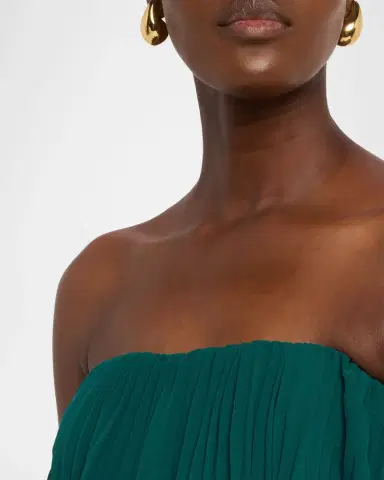Badgley Mischka Strapless Pleated Ruffle Gown | Thumbnail 5 Badgley Mischka Strapless Pleated Ruffle Gown | Thumbnail 5