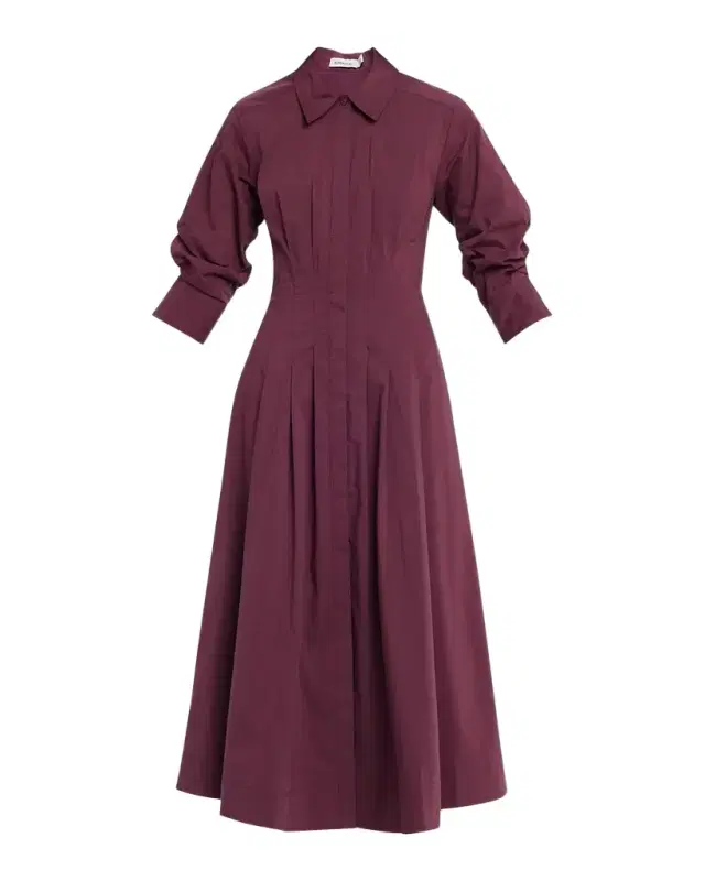 SIMKHAI Jazz Pintuck Midi Shirtdress