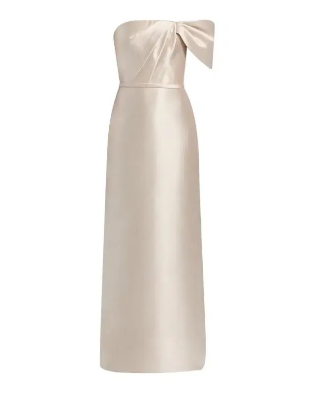 Amsale Satin One-Shoulder Column Gown