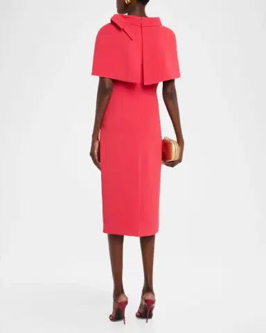 Badgley Mischka Bodycon Funnel-Neck Capelet Midi Dress | Thumbnail 3