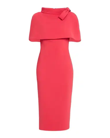 Badgley Mischka Bodycon Funnel-Neck Capelet Midi Dress | Thumbnail 1