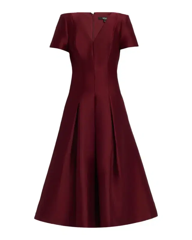 Badgley Mischka Pleated A-Line Midi Dress