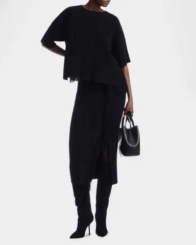 Emporio Armani Fringe-Hem Ottoman Ribbed Knit Cardigan | Thumbnail 2 Emporio Armani Fringe-Hem Ottoman Ribbed Knit Cardigan | Thumbnail 2