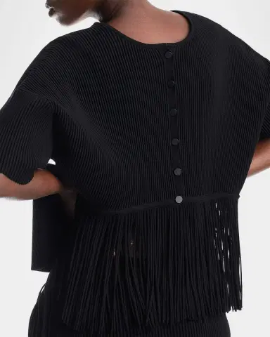 Emporio Armani Fringe-Hem Ottoman Ribbed Knit Cardigan | Thumbnail 5 Emporio Armani Fringe-Hem Ottoman Ribbed Knit Cardigan | Thumbnail 5