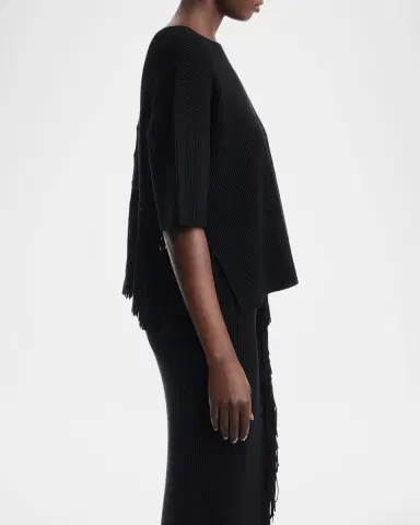 Emporio Armani Fringe-Hem Ottoman Ribbed Knit Cardigan | Thumbnail 6 Emporio Armani Fringe-Hem Ottoman Ribbed Knit Cardigan | Thumbnail 6