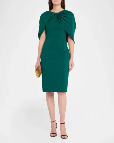 Aidan Mattox Twist-Front Cape Stretch Crepe Dress | Thumbnail 2 Aidan Mattox Twist-Front Cape Stretch Crepe Dress | Thumbnail 2